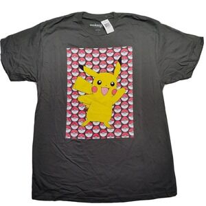 Pokémon Men XL Pikachu Pokeball Wallpaper Slate T-Shirt NEW